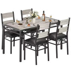 Set Tavolo da Pranzo 4 Sedie Imbottite, Robusta Struttura in Legno, Protezioni Angolari, Perfetto per Appartamento o Sala da Pranzo Piccola