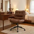 Sedia da ufficio girevole a 360°, sedia da scrivania senza braccioli con ampio cuscino doppio, regolabile in altezza per ufficio, camera da letto e studio