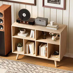 Supporto moderno per giradischi da 39,5 pollici con stazione di ricarica, mobiletto per giradischi in legno multistrato, può contenere oltre 350 album in vinile, per soggiorno, camera da letto, ufficio