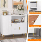 Set di 2 Madie Moderne con Cassetti, Credenze Contenitore da 100 cm con Ripiani e Ante per Cucina Sala da Pranzo