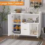 Set di 2 Madie Moderne con Cassetti, Credenze Contenitore da 100 cm con Ripiani e Ante per Cucina Sala da Pranzo