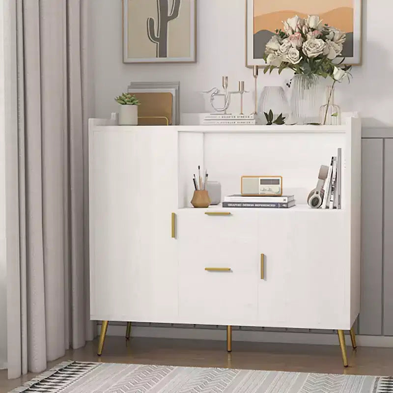 Set di 2 Madie Moderne con Cassetti, Credenze Contenitore da 100 cm con Ripiani e Ante per Cucina Sala da Pranzo
