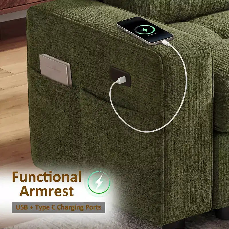 Divano letto Dyonery, 81 divano letto estraibile a L con penisola contenitore reversibile/porta USB/tasca laterale/montaggio senza attrezzi, velluto a coste beige