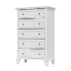 Cassettiera moderna a 5 cassetti in legno alta 122 cm, comò profondo con maniglie in metallo per camera da letto e soggiorno