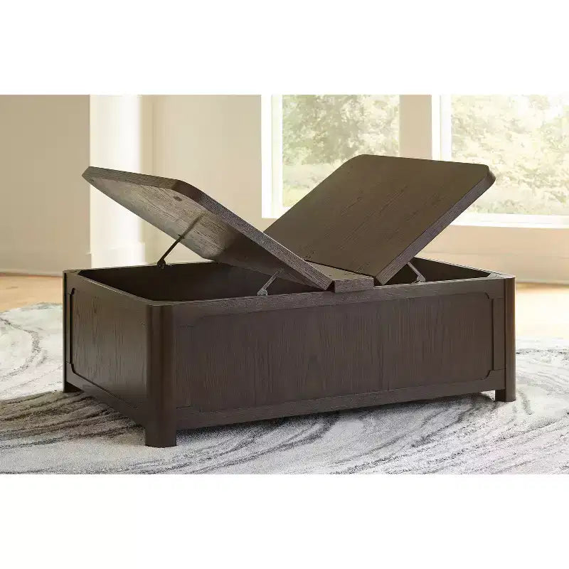 Tavolino da caffè Signature Design by Ashley Breckington con piano sollevabile, marrone scuro con contenitore a baule