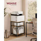 VASAGLE Supporto per Stampante, Carrello Porta Stampante, Tavolino Sottoscrivania, Mobile con Rotelle Bloccabili, Struttura in Acciaio, per Ufficio, Scaffale a 3 Livelli