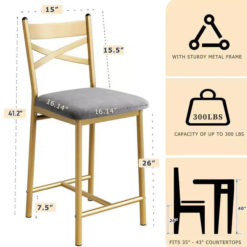Set di 6 Sgabelli da Bar Altezza Bancone 26 con Telaio in Metallo, Schienale Ergonomico Dritto, Spessi Cuscini Impermeabili Rivestiti in Pelle PU