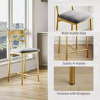 Set di 6 Sgabelli da Bar Altezza Bancone 26 con Telaio in Metallo, Schienale Ergonomico Dritto, Spessi Cuscini Impermeabili Rivestiti in Pelle PU