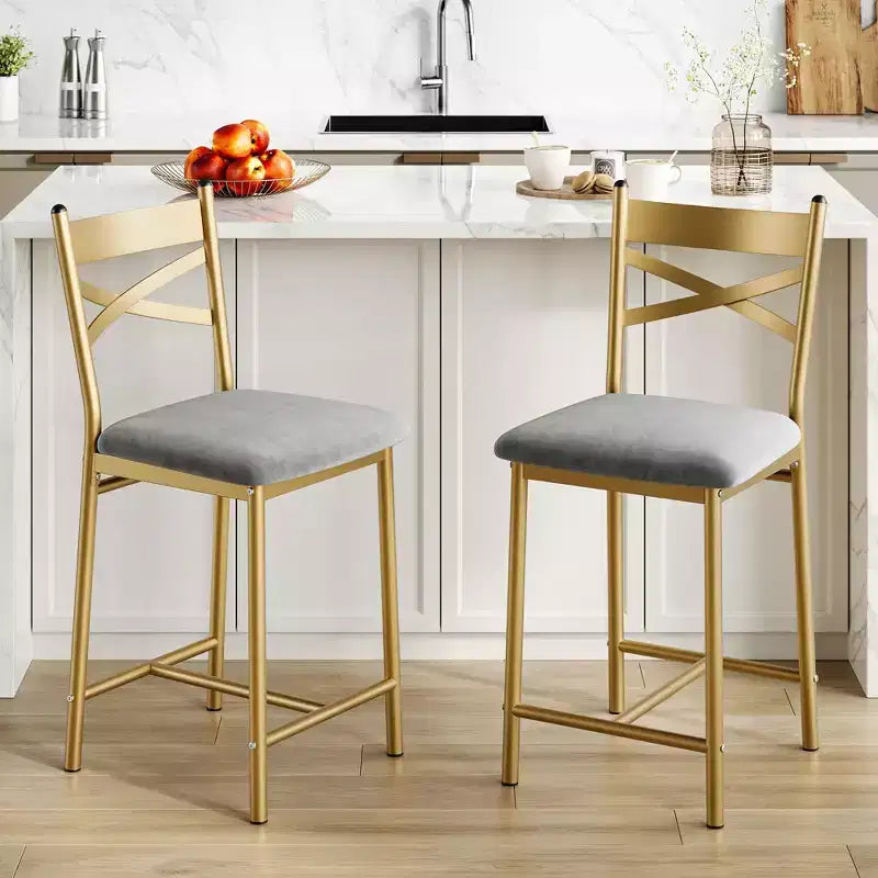 Set di 6 Sgabelli da Bar Altezza Bancone 26 con Telaio in Metallo, Schienale Ergonomico Dritto, Spessi Cuscini Impermeabili Rivestiti in Pelle PU