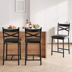 Set di 6 Sgabelli da Bar Altezza Bancone 26 con Telaio in Metallo, Schienale Ergonomico Dritto, Spessi Cuscini Impermeabili Rivestiti in Pelle PU