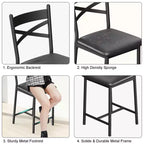 Set di 6 Sgabelli da Bar Altezza Bancone 26 con Telaio in Metallo, Schienale Ergonomico Dritto, Spessi Cuscini Impermeabili Rivestiti in Pelle PU
