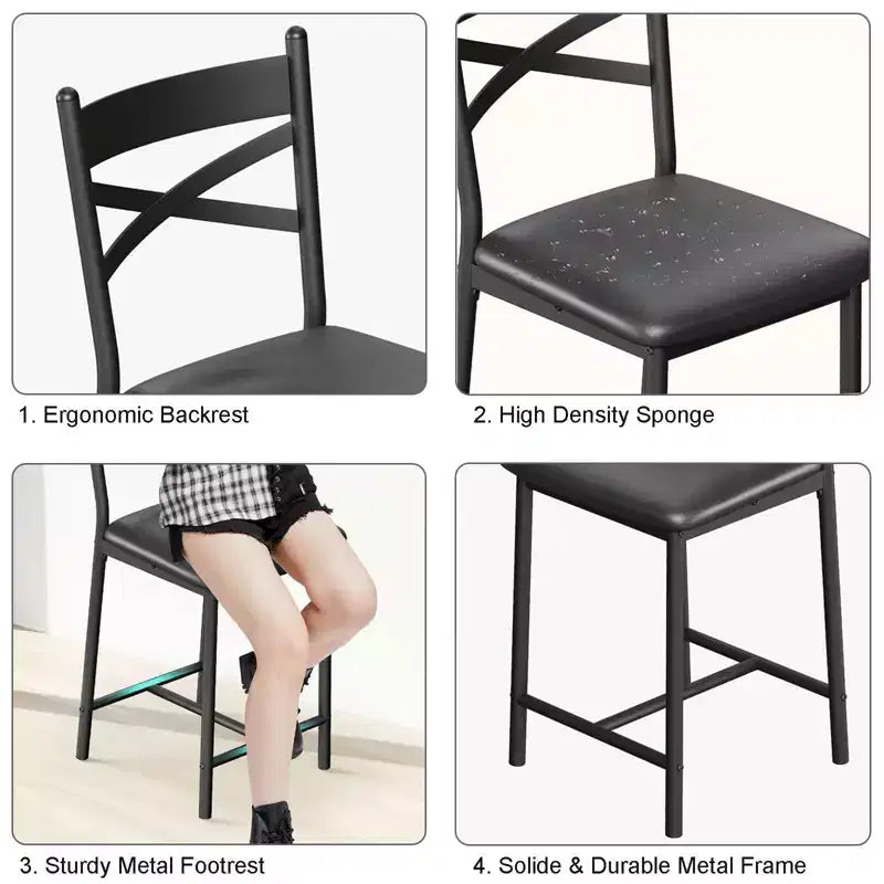 Set di 6 Sgabelli da Bar Altezza Bancone 26 con Telaio in Metallo, Schienale Ergonomico Dritto, Spessi Cuscini Impermeabili Rivestiti in Pelle PU