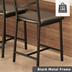 Set di 6 Sgabelli da Bar Altezza Bancone 26 con Telaio in Metallo, Schienale Ergonomico Dritto, Spessi Cuscini Impermeabili Rivestiti in Pelle PU
