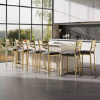 Set di 6 Sgabelli da Bar Altezza Bancone 26 con Telaio in Metallo, Schienale Ergonomico Dritto, Spessi Cuscini Impermeabili Rivestiti in Pelle PU