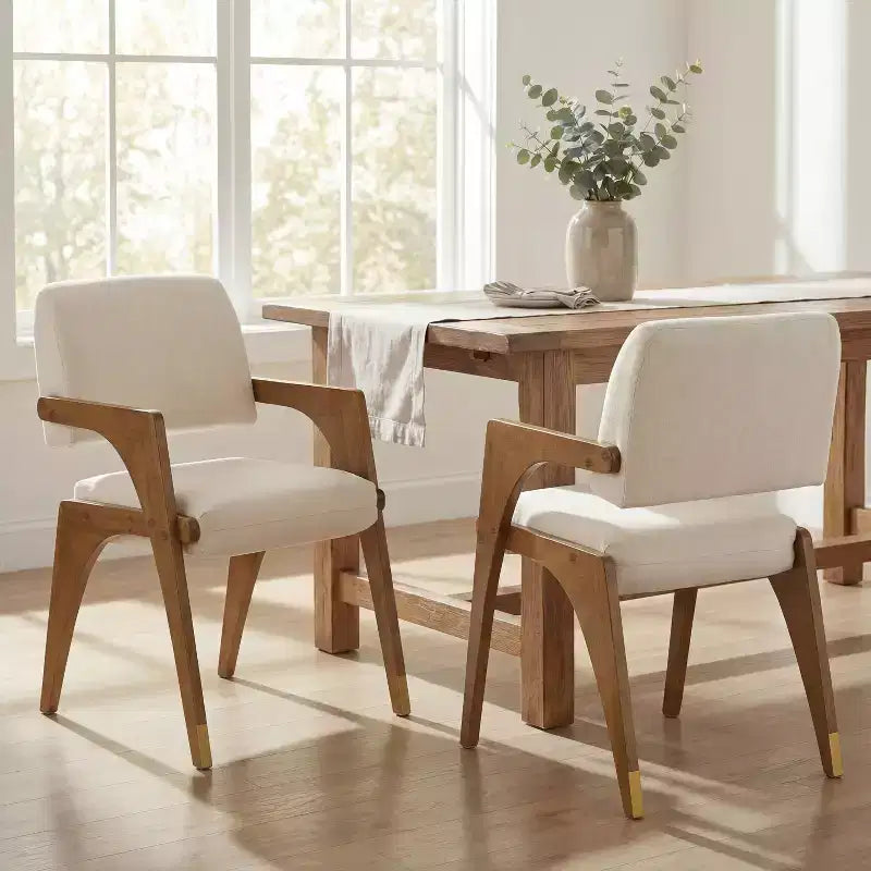 Sedia da pranzo imbottita Christopher Knight Home in legno di gomma stile Mid-Century moderno con schienale