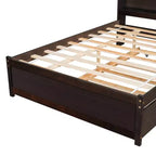 VECELO Letto a piattaforma singolo con rotelle e testiera portaoggetti, base letto con doghe in legno per piccoli spazi