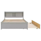 VECELO Letto a piattaforma singolo con rotelle e testiera portaoggetti, base letto con doghe in legno per piccoli spazi