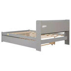VECELO Letto a piattaforma singolo con rotelle e testiera portaoggetti, base letto con doghe in legno per piccoli spazi