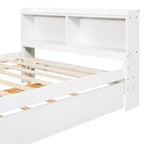 VECELO Letto a piattaforma singolo con rotelle e testiera portaoggetti, base letto con doghe in legno per piccoli spazi