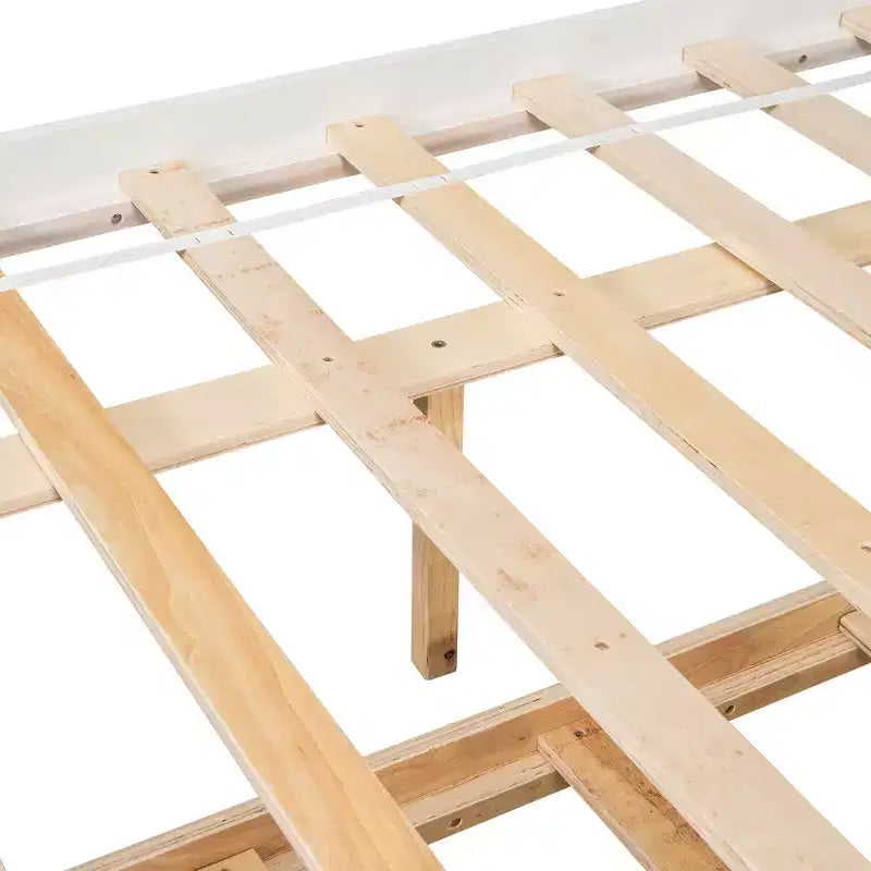 VECELO Letto a piattaforma singolo con rotelle e testiera portaoggetti, base letto con doghe in legno per piccoli spazi