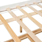 VECELO Letto a piattaforma singolo con rotelle e testiera portaoggetti, base letto con doghe in legno per piccoli spazi