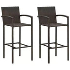vidaXL Set 2 Sgabelli da Bar Marrone Rattan PE, Acciaio Verniciato a Polvere Standard