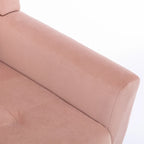 Poltrona moderna accentuata con bottoni in velluto rosa, 75 cm, con gambe in legno