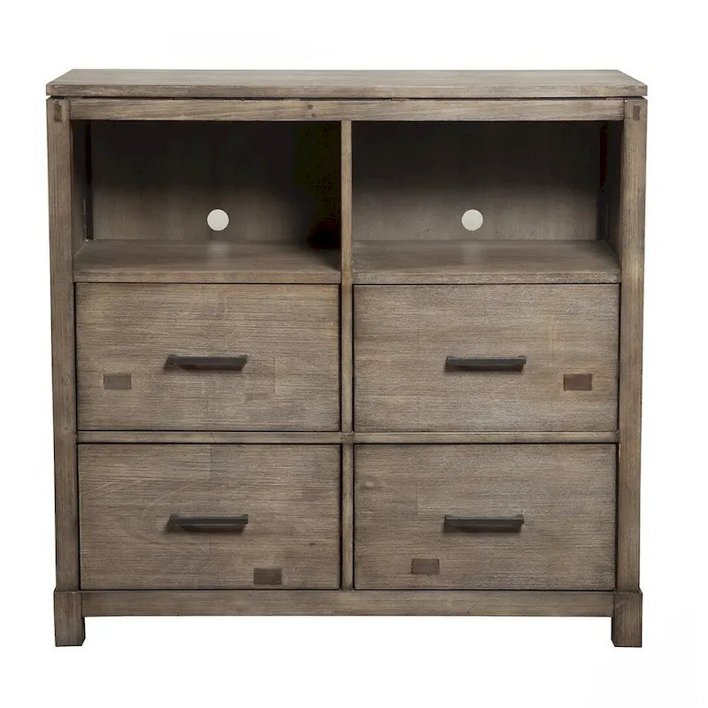Mobile Porta TV con Ripiani Aperti in Legno Massello Marrone 42" - 40 x 41.5 x 18