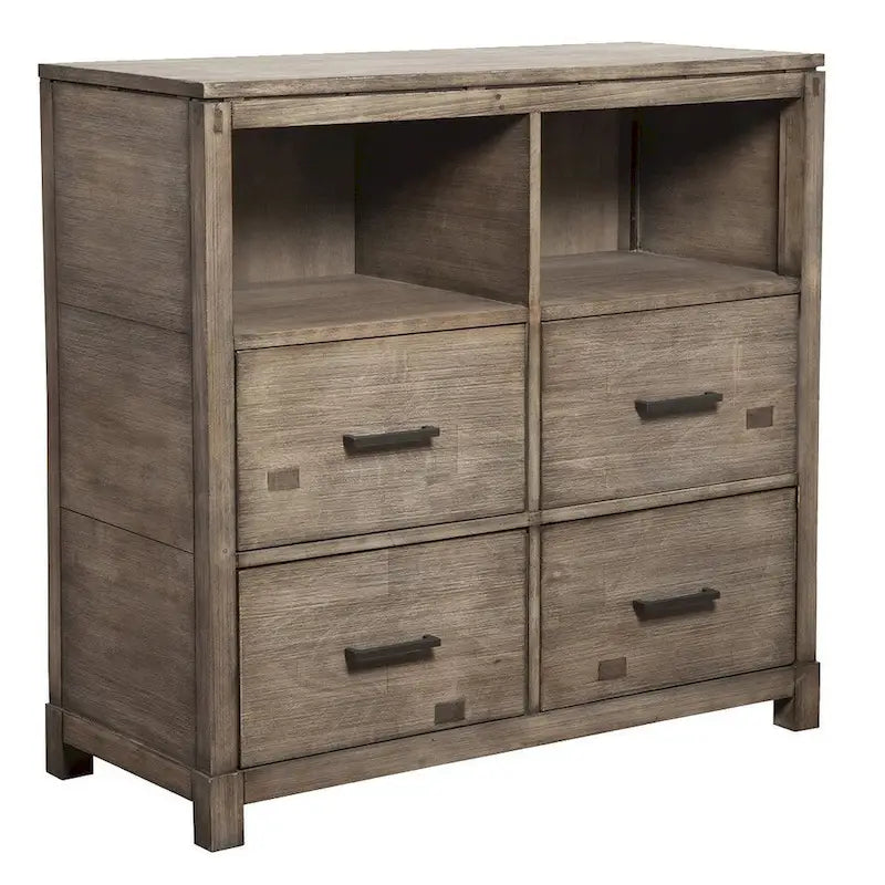 Mobile Porta TV con Ripiani Aperti in Legno Massello Marrone 42" - 40 x 41.5 x 18