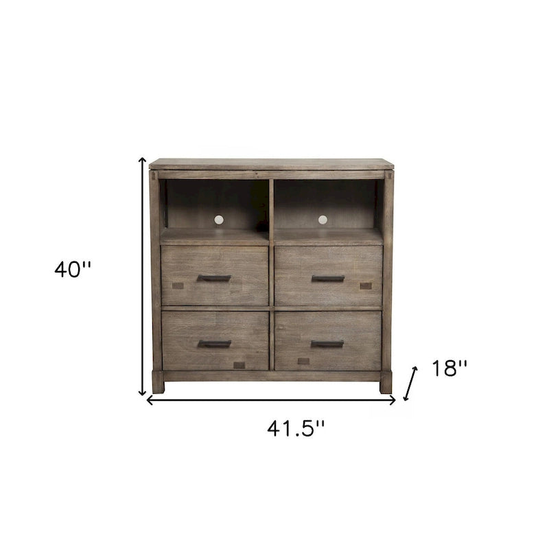 Mobile Porta TV con Ripiani Aperti in Legno Massello Marrone 42" - 40 x 41.5 x 18