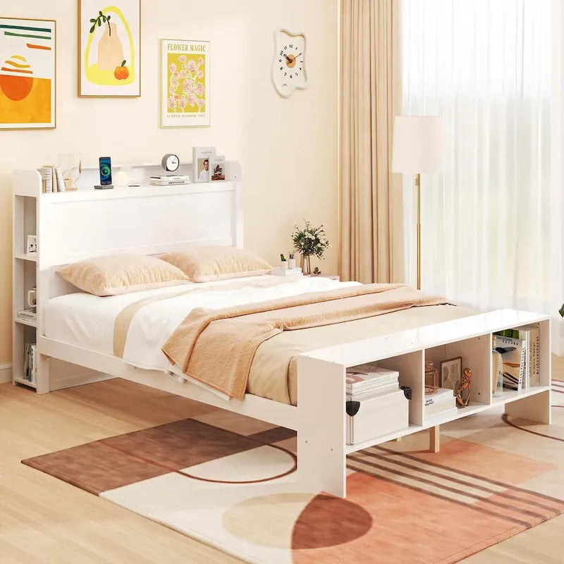 Struttura letto piazza e mezza/matrimoniale con testiera e pediera con contenitore