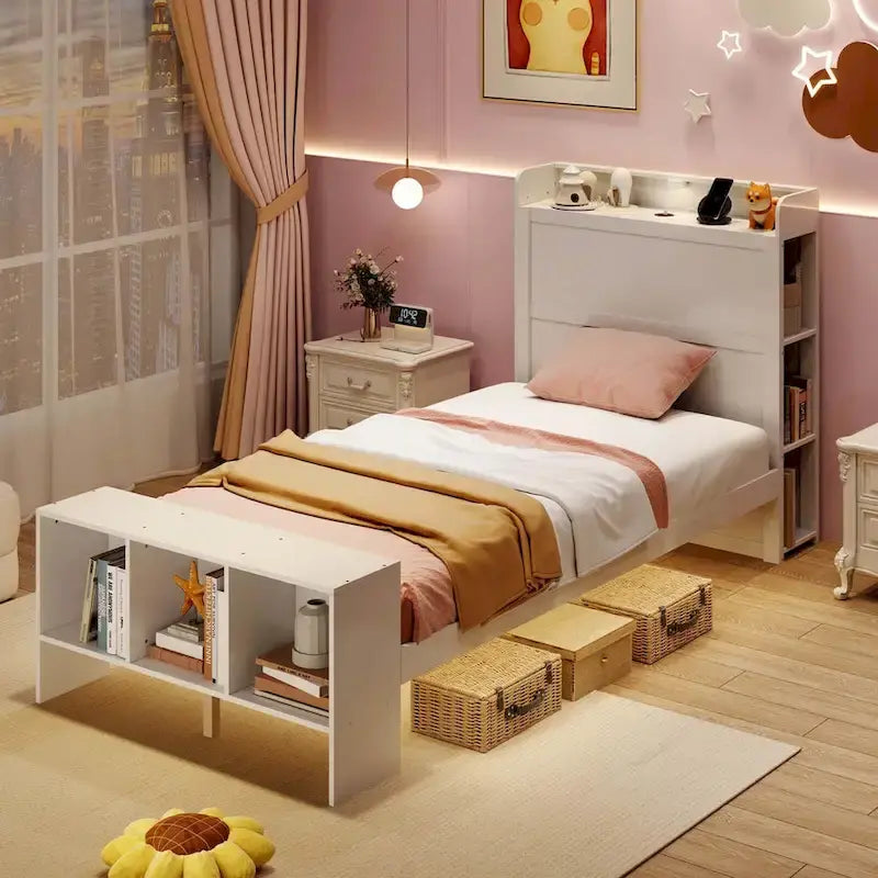Struttura letto piazza e mezza/matrimoniale con testiera e pediera con contenitore