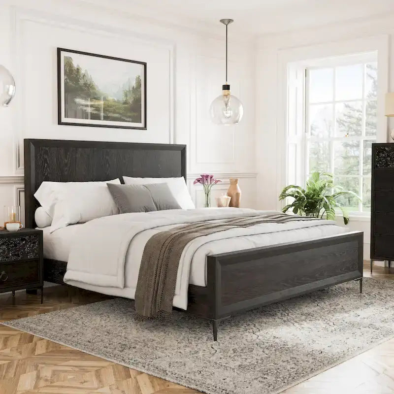 Furniture of America Fable Letto a pannello moderno in legno massello