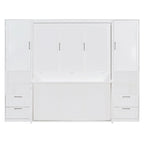 Letto a scomparsa Queen Size con armadio, scrivania, cassetti e mensole