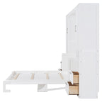 Letto a scomparsa Queen Size con armadio, scrivania, cassetti e mensole