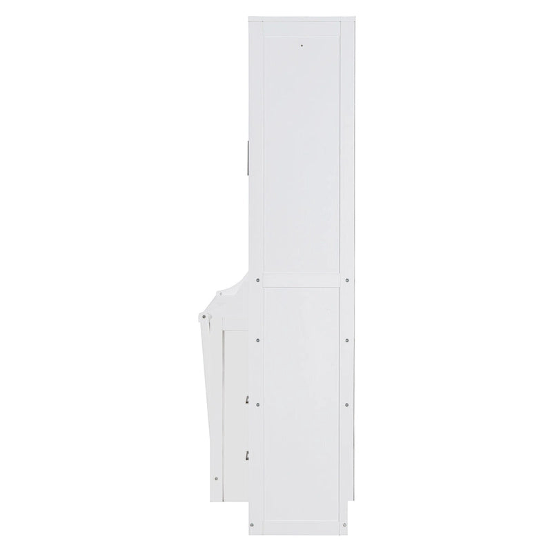 Letto a scomparsa Queen Size con armadio, scrivania, cassetti e mensole
