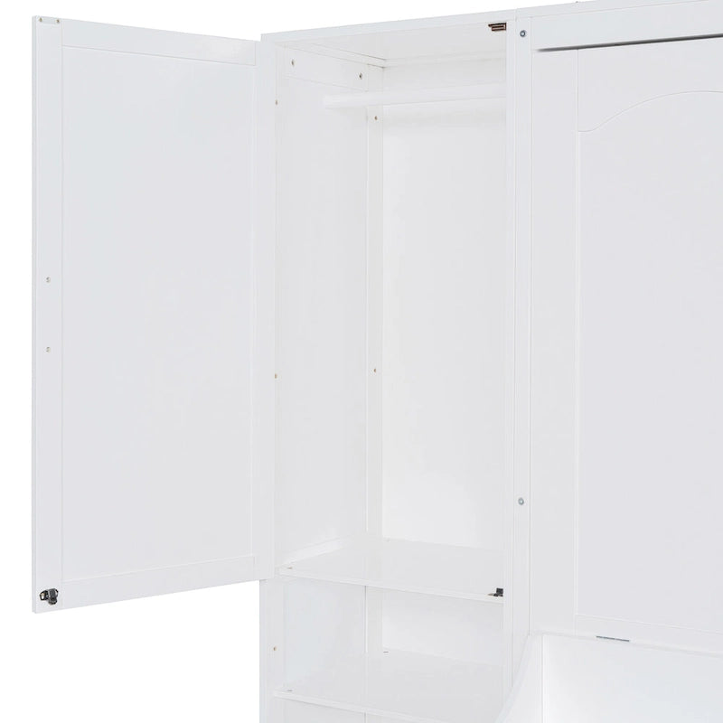 Letto a scomparsa Queen Size con armadio, scrivania, cassetti e mensole