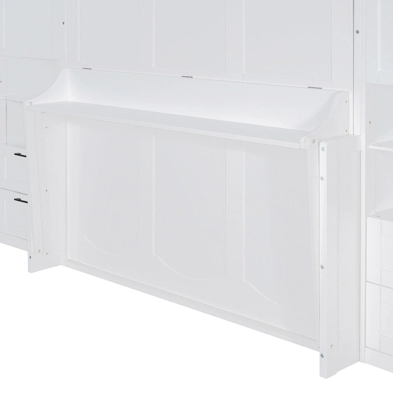 Letto a scomparsa Queen Size con armadio, scrivania, cassetti e mensole
