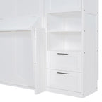 Letto a scomparsa Queen Size con armadio, scrivania, cassetti e mensole