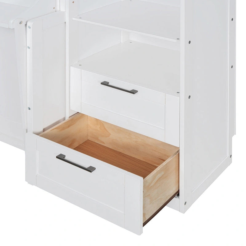 Letto a scomparsa Queen Size con armadio, scrivania, cassetti e mensole