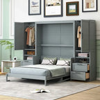 Letto a scomparsa Queen Size con armadio, scrivania, cassetti e mensole