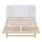 Letto a scomparsa Murphy in rattan con cassetti portaoggetti, porte USB e prese elettriche