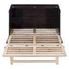 Letto a scomparsa Murphy in rattan con cassetti portaoggetti, porte USB e prese elettriche