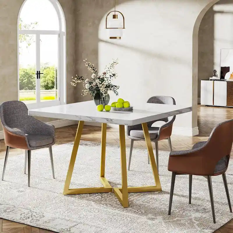 Tavolo da pranzo quadrato industriale da 31,5 pollici con base in metallo