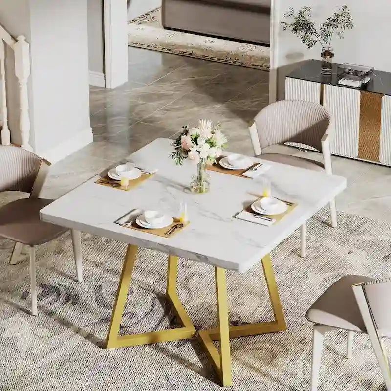 Tavolo da pranzo quadrato industriale da 31,5 pollici con base in metallo