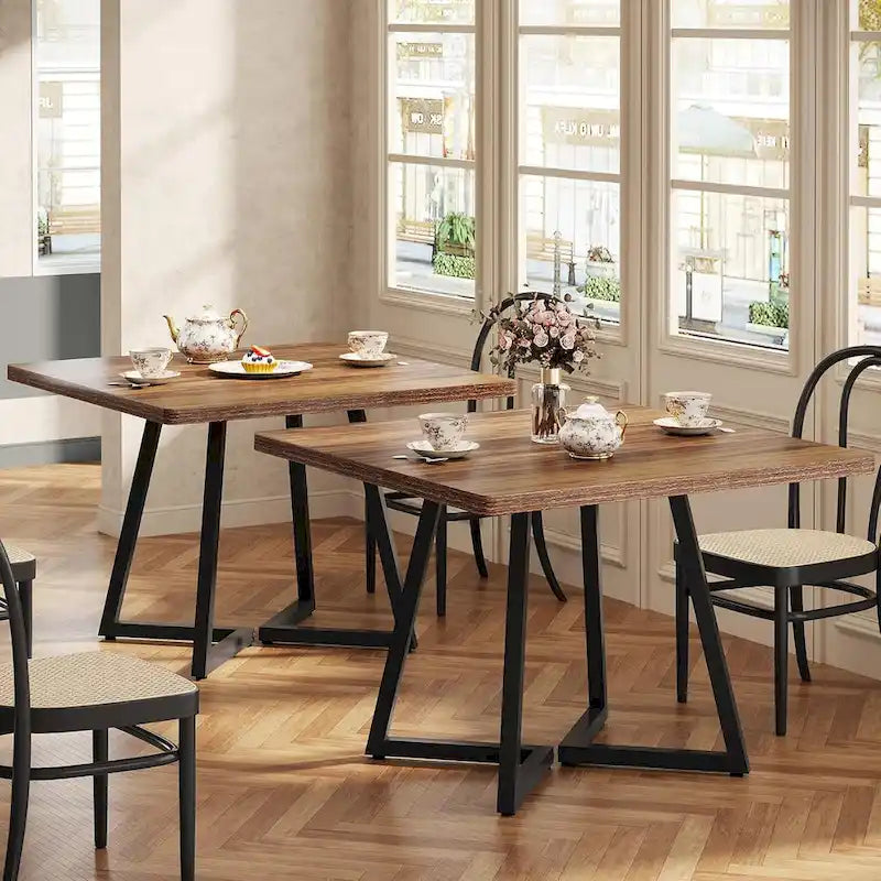 Tavolo da pranzo quadrato industriale da 31,5 pollici con base in metallo