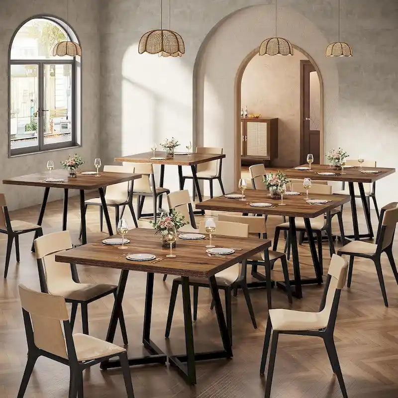 Tavolo da pranzo quadrato industriale da 31,5 pollici con base in metallo