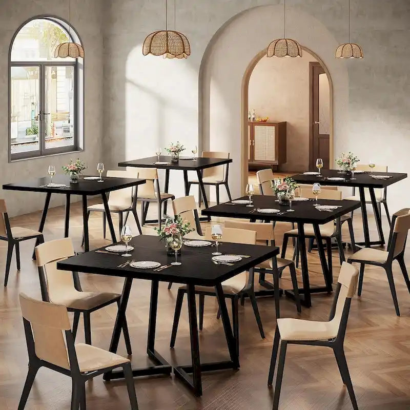 Tavolo da pranzo quadrato industriale da 31,5 pollici con base in metallo