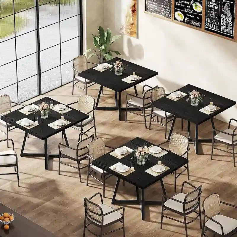 Tavolo da pranzo quadrato industriale da 31,5 pollici con base in metallo