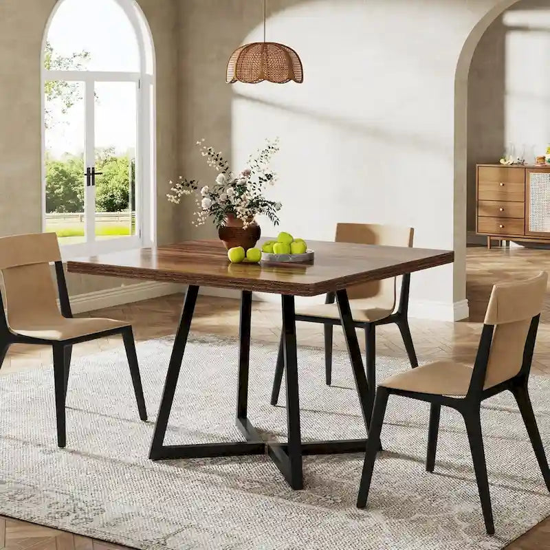 Tavolo da pranzo quadrato industriale da 31,5 pollici con base in metallo